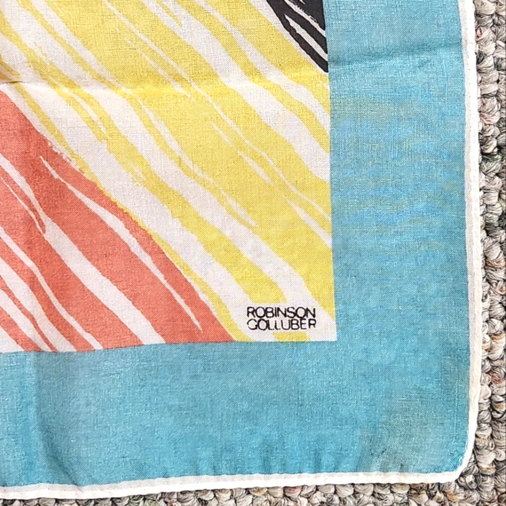 Robinson Golluber Abstract Stripe Silk Neck Scarf